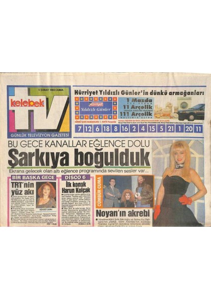 Hürriyet Gazetesi Kelebek Tv Eki 5 Şubat 1993 - Süper Saatte Bu Hafta Bülent Ersoy Ekrana Gelecek GZ126258