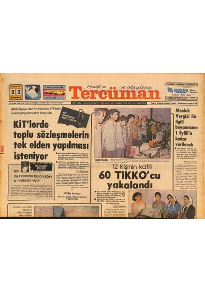 Tercüman Gazetesi 22 Ağustos 1981 - Izmir Fuarında Ferdi Tayfur, Hülya Koçyiğit Sahne Aldı, Katil 60 Tikkocu Yakalandı, Trabzonspor Zorlu Sınavda GZ126418