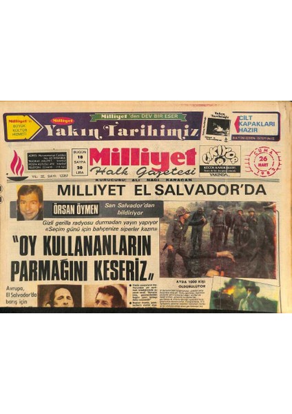 Milliyet Halk Gazetesi 26 Mart 1982 - Yunanlılar , Istanbul ve Batı Anadoluyu Kendi Sınırları Içinde Gösteriyor GZ126596