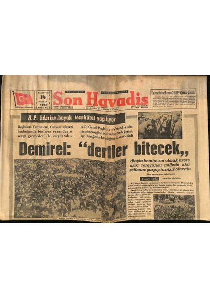 Son Havadis Gazetesi 14 Haziran 1965 - Topkapı Sarayında Define Aranmasına Yeniden Başlanıyor GZ124321