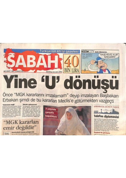 Milliyet Gazetesi 8 Mart 1997 - Iranda Kadın Olmak - Bekir Yıldıza 12 Yıl Hapis Isteniyor GZ131738