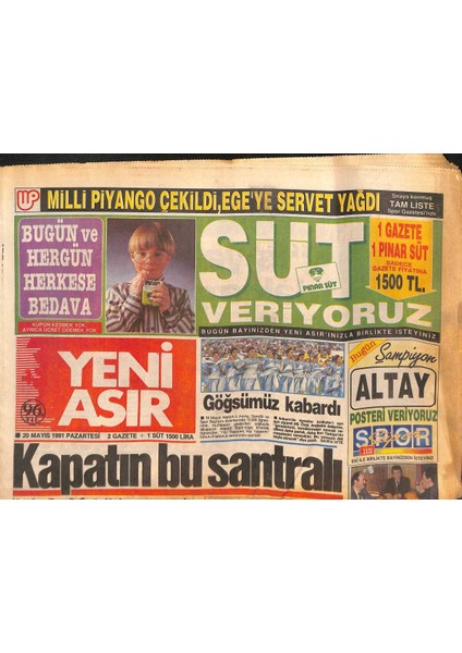 Yeni Asır Gazetesi 20 Mayıs 1991 - Termik Santral Ilçedeki Vatandaşları Ediyor - Baykalcıların Kalesi Düştü GZ132262