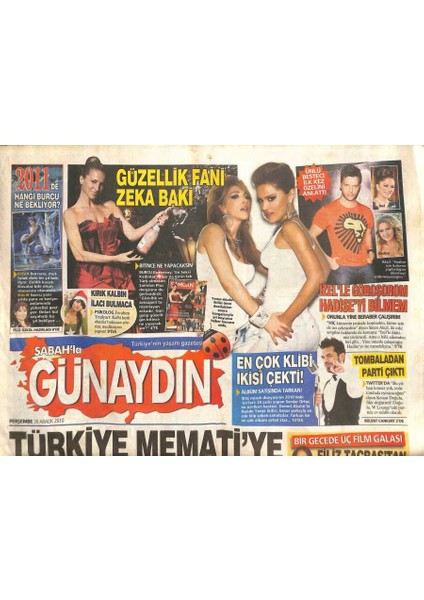Sabah Gazetesi Günaydın Eki 30 Aralık 2010 - Tuğba Özay Davayı Kazandı - Türkiye Mematiye Ağlıyor GZ124294