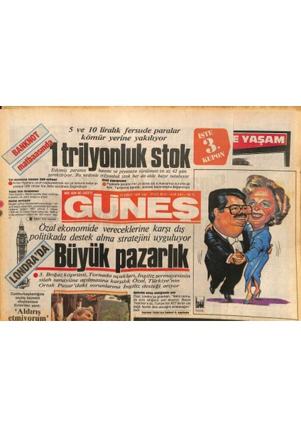 Güneş Gazetesi 18 Şubat 1986 - Özdağlar Oylamayı Bekliyor - Londrada Büyük Pazarlık GZ127314