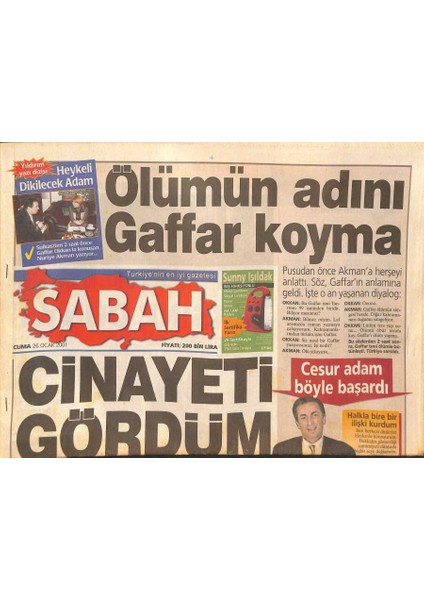 Sabah Gazetesi 26 Ocak 2001 - Çillerin Hafiyeleri - Talibanlarda Dicaprio Modası GZ126683