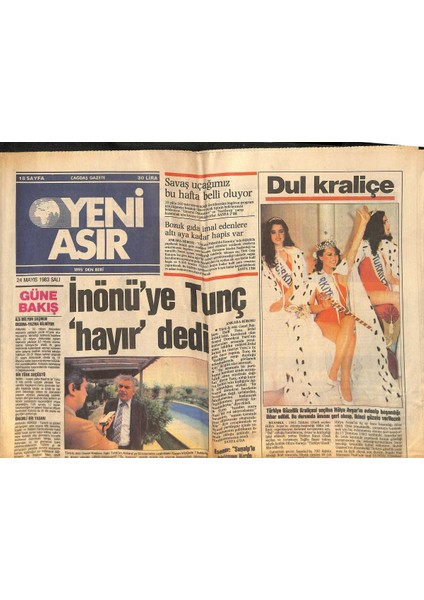 Yeni Asır Gazetesi 24 Mayıs 1983 - Güzellik Kraliçesi Seçilen Hülya Avşar Evlenip Boşandığı Için Ünvanı Elinden Alındı - Denizlispor Şampiyon Oldu GZ132307