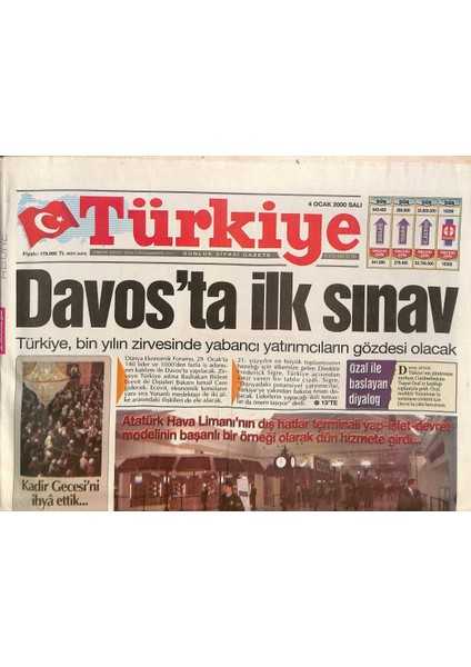 Türkiye Gazetesi 4 Ocak 2000 - Idamı Için Söz Hükümette - Rus Elçiliğine Roketli Saldırı - Demirel 21.yüzyıla Hazırız GZ132418