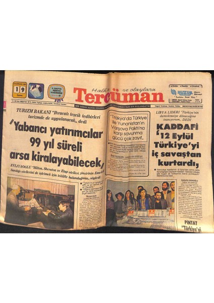 Tercüman Gazetesi 19 Haziran 1981 - 9 Kişinin Katilini 21 Kawa Militanı Yakalandı - Kaddafi 12 Eylül Türkiyeyi Iç Savaştan Kurtardı GZ132465