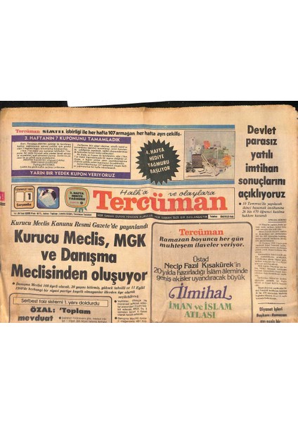 Tercüman Gazetesi 1 Temmuz 1981 - Tahrandaki Sabotajı Azerbaycanın Gizli Partisi Üstlendi - Kurucu Meclis, Mgk ve Danışma Meclisinden Oluşuyor GZ132522