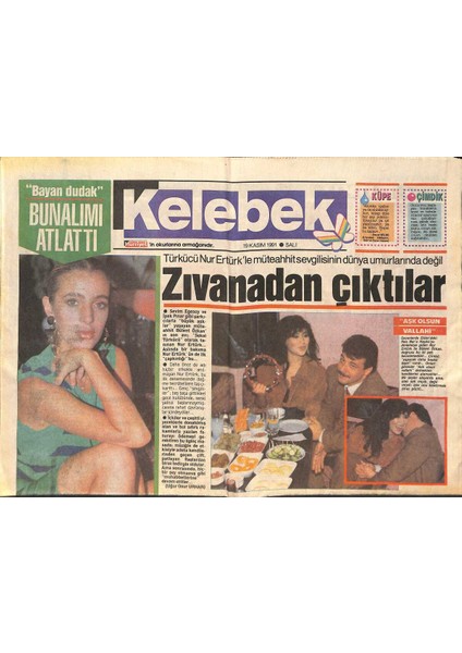 Hürriyet Gazetesi Kelebek Eki 19 Kasım 1991 - Suzan Avcı Yusuf Güney Bir Öptü Dudaklarımı Morarttı - Perihanı Ağlatacaklar GZ132707