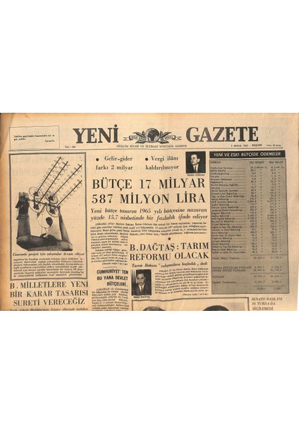 Yeni Gazete 2 Aralık 1965 - Rusya Vietnamda Bombardımanların Durmasını Istiyor - Yunanistandan Mektup Geldi GZ132708