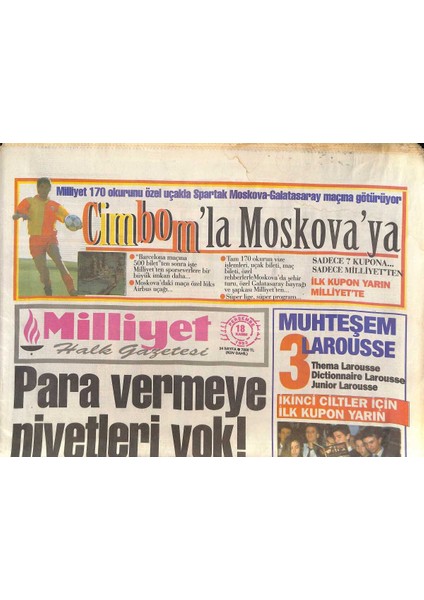 Milliyet Halk Gazetesi 18 Kasım 1993 - Ajda Prenses ve 7 Cüceler - Beşiktaşa Ajax Modeli GZ132605
