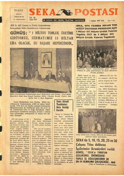 Seka Postası Gazetesi 1 Şubat 1977 - Kamu Iktisadi Teşebbüsleri Daire Reisliği Kuruldu GZ91496