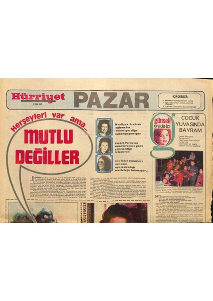 Hürriyet Gazetesi Pazar Eki 12 Ekim 1975 - Kraliçe Elizabeth Bir Anne Olarak Dertli GZ114393