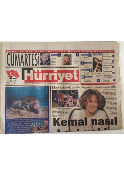 Hürriyet Gazetesi Cumhuriyet Eki 30 Haziran 2001 - Kemal Nasıl Leyla Oldu Hidayet Türkoğlu , ve Kerem Tunçeri Nin Atrenörü GZ18753
