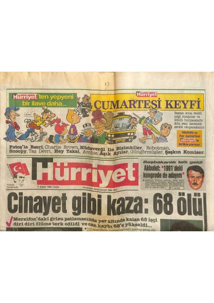 Hürriyet Gazetesi 9 Şubat 1990 - Türk Mühendis ve Işçisinin Gururu * Atatürk Barajı GZ117598