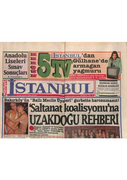 Hürriyet Gazetesi Istanbul Eki 30 Haziran 1992 - Saltanat Koalisyonuna Uzakdoğu Rehberi GZ94214