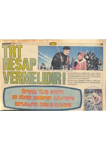 Tercüman Gazetesi Inci Eki 13 Ağustos 1977 - Ankara Sahnelerini Paylaşanlar Felekten Bir Gün Çaldılar... * Gönül Yazar - Naci Altın GZ115134