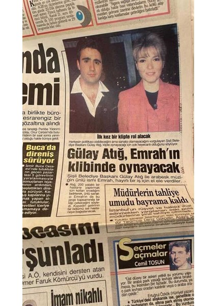Gözcü Gazetesi 27 Mart 1997 - Gülay Atığ , Emrahın Klibinde Oynayacak GZ93647 fiyatları
