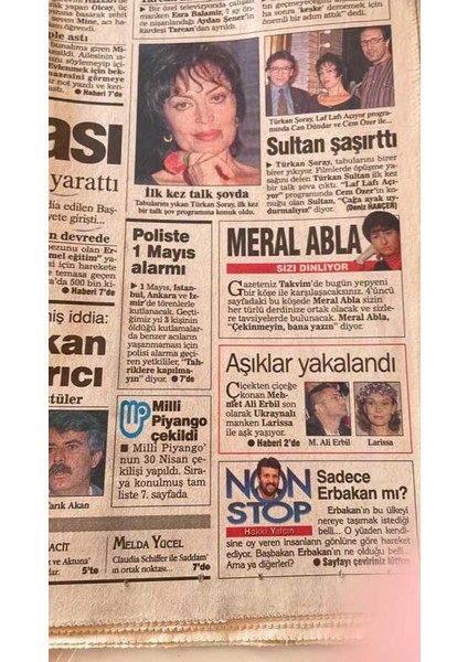 Takvim Gazetesi 1 Mayıs 1997 - Refahlılardan Müthiş Iddia Tarık Akan Dolandırıcı - Türkan Şoray Ilk Kez Talk Şov Programına Konuk Oldu GZ96776