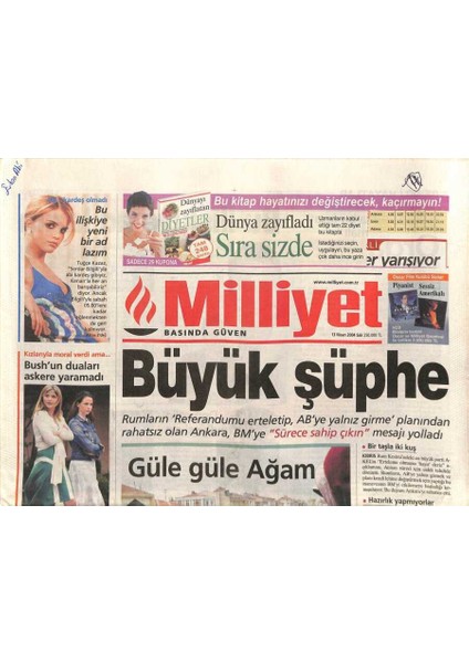 Milliyet Gazetesi 13 Nisan 2004 - Istanbulun Yağmalanması , Haçlılardan 800 Yıl Sonra Gelen Özür GZ96691