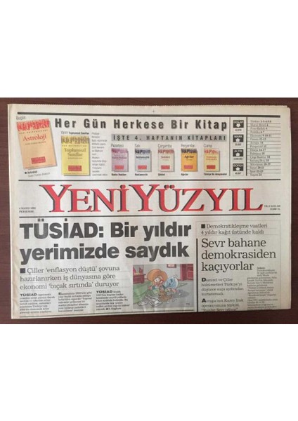 Yeni Yüzyıl Gazetesi 4 Mayıs 1995 - Tüsiad Göre Ekonomi Bıçak Sırtında GZ10246 fiyatları