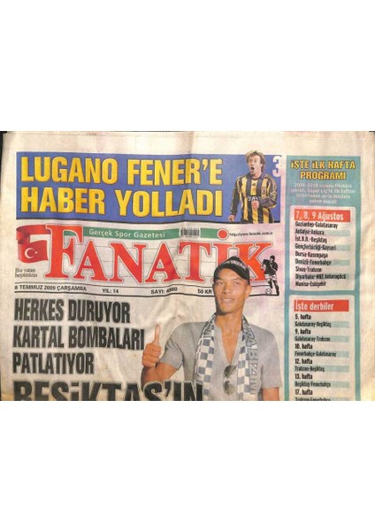 Fanatik Gazetesi 8 Temmuz 2009 - Beşiktaşın Ferrarisi Geldi GZ104549