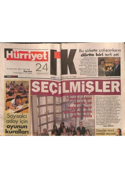 Hürriyet Gazetesi I.k. Eki 24 Haziran 2007 - Sayısalcı Aday Için Oyunun Kuralları GZ116747