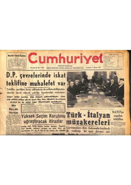 Cumhuriyet Gazetesi 13 Kasım 1957 - Iran , Bahreyn Adasını Istiyor - Türk-Iran Müzakereleri GZ119704