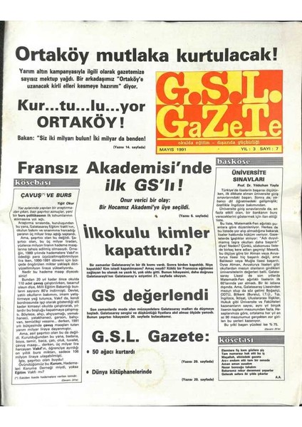 G.s.l. Gazetesi Mayıs 1991 - Fransız Akademisinde Ilk Gslı ! - Gs Değerlendi GZ105009