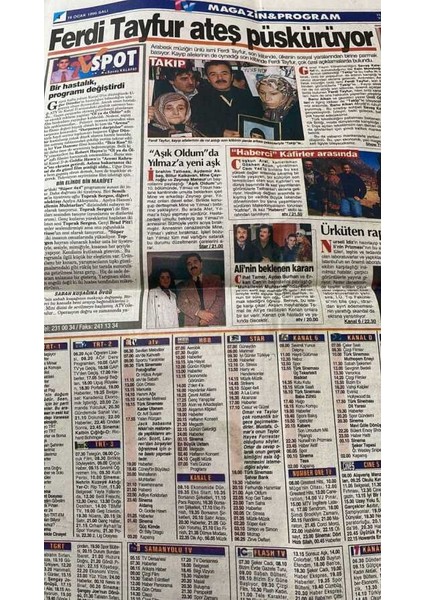 Akşam Gazetesi 16 Ocak 1996 - Ferdi Tayfur Ateş Püskürüyor GZ105084 fiyatları