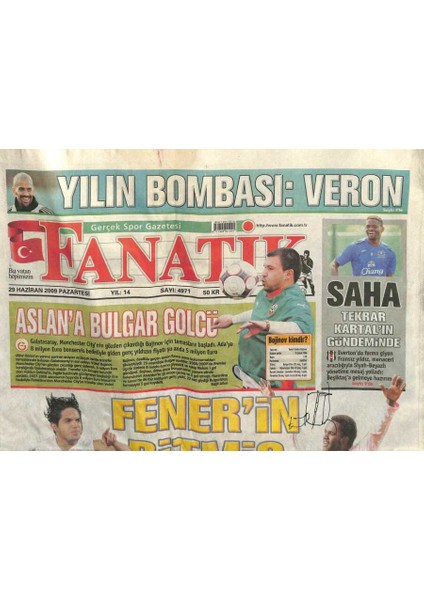 Fanatik Gazetesi 29 Haziran 2009 - Fenerbahçe Nin Bitmiş Ikilisi GZ107206
