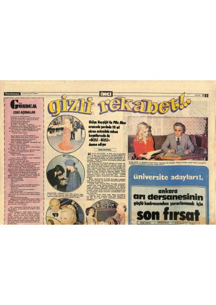 Tercüman Gazetesi Inci Eki 15 Mayıs 1977 - Selma Güneri Trafik Tıkanınca Stüdyoya Motosikletle Yetişti GZ114757