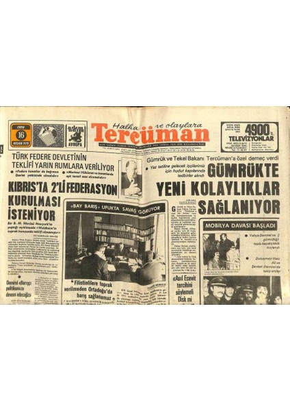 Tercüman Gazetesi 16 Nisan 1976 - Savcı , Yahya Demirelin 5 Yıla Kadar Hapsi Istendi - Gümrükte Yeni Kolaylıklar Sağlanıyor GZ98554