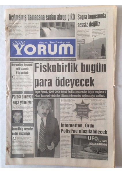 Ordu Yorum Gazetesi 2 Nisan 2007 - Imam Hatip Mezunları Neden Eleştiriliyor GZ23240