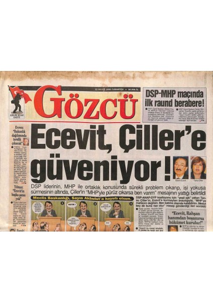 Gözcü Gazetesi 22 Mayıs 1999 - Baykal , Bugün Adaylığını Koyacak ve Kazanacak ! GZ92134