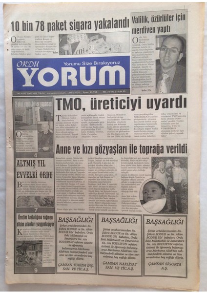 Ordu Yorum Gazetesi 6 Mart 2007 - Tmo Üreticiyi Uyardı GZ23192