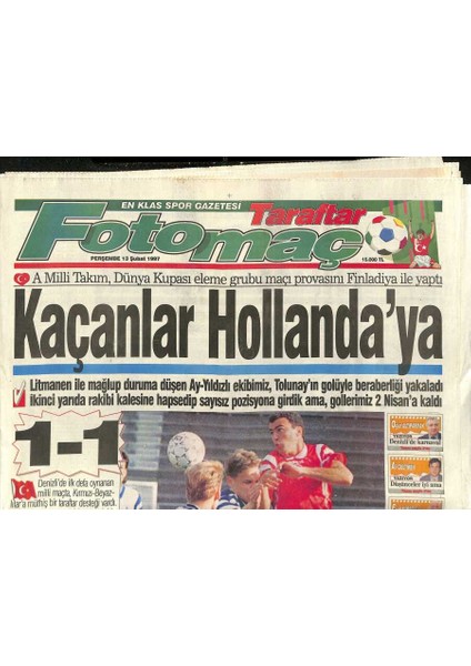 Fotomaç Gazetesi 11 Eylül 1996 - Ali Kırcadan Cim-Bom Yorumu - Iş Inönüde Biter GZ122958