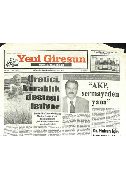 Yeni Giresun Gazetesi 8 Ağustos 2007 - Bulancakta Kaçak Inşaat GZ109340