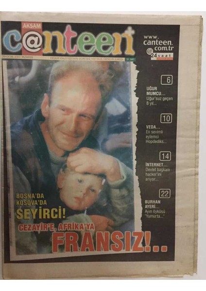 Akşam Gazetesi Canteen Eki - 29 Ocak 2001 - Uğur Mumcu ... Uğursuz Geçen 8 Yıl GZ25431