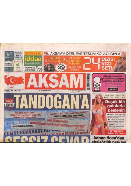 Akşam Gazetesi 17 Nisan 2007 - Çorum-Sivas Olayları Alevi Önyargısından - GZ91988
