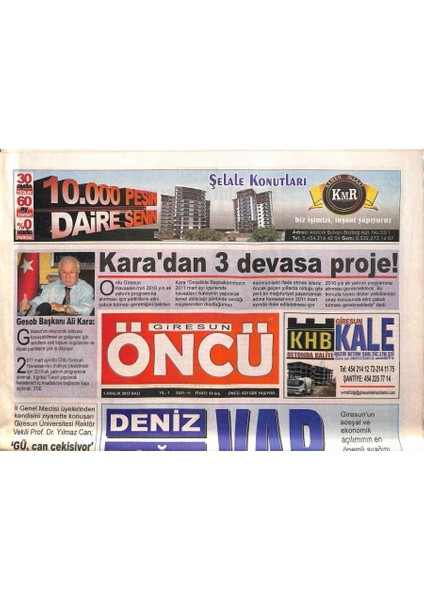 Giresun Öncü Gazetesi 1 Aralık 2010 - Aıdsde Karadeniz Riskli Bölge - Ara Gülere Büyük Vefa GZ95429