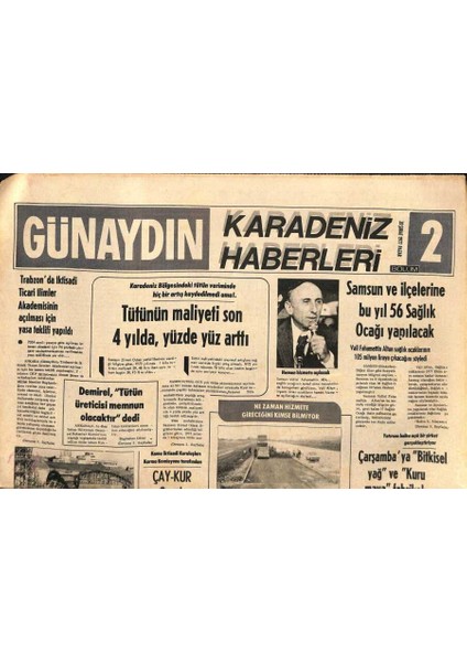 Günaydın Gazetesi Haber Eki 20 Şubat 1977 - Sinop Havaalanı Tamamlandı Ama Trafiğe Açılmadı - Karadenizde Fındık Ağaçları Erken Tomurcuklandı GZ96187