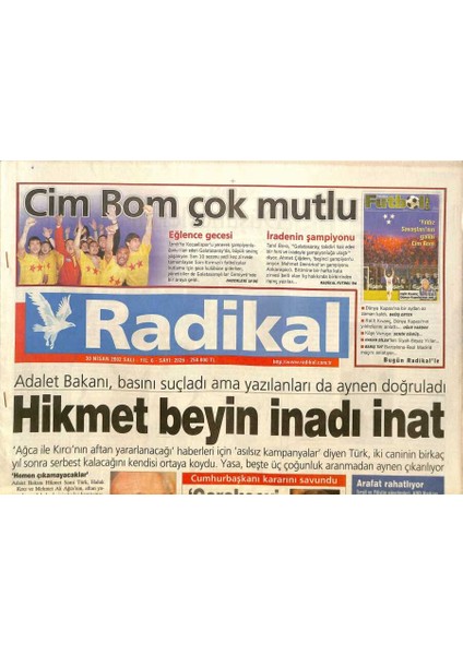 Radikal Gazetesi 30 Nisan 2002 - Habermas Konuştu - Denktaştan Sürpriz GZ126511