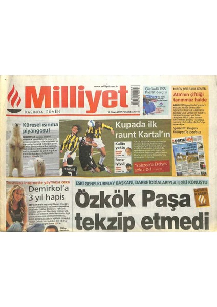 Milliyet Gazetesi 12 Nisan 2007 - Başbakan Erdoğan , Köşk Uzlaşısı Için Konuştu GZ109311