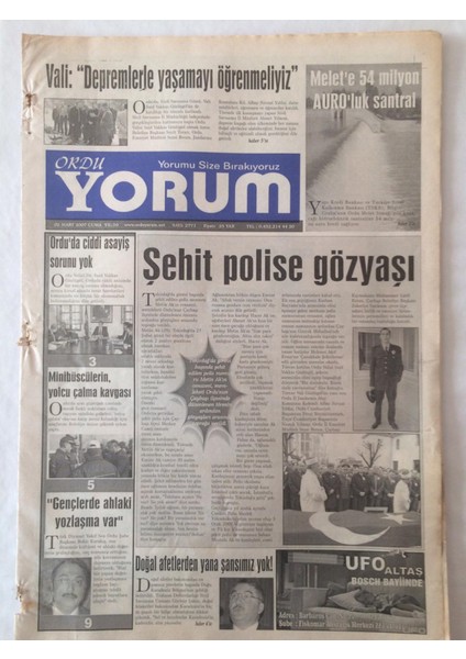 Ordu Yorum Gazetesi 2 Mart 2007 - Şehit Polise Gözyaşı GZ23189