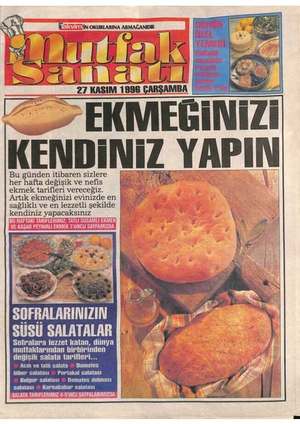 Takvim Gazetesi Mutfak Sanatı Eki 27 Kasım 1996 - Sofra Kuruluşunun Incelikleri GZ106653