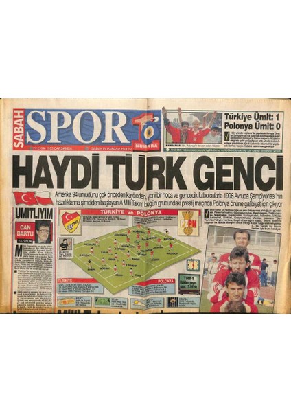 Sabah Gazetesi Spor Eki 27 Ekim 1993 - Fenerde Viking Paniği Özel Önlemler Alındı,beşiktaş Teknik Direktörü Ateş Püskürdü GZ95067