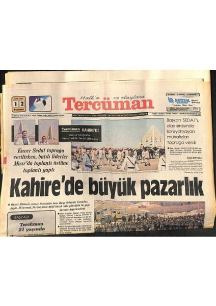 Tercüman Gazetesi 12 Ekim 1981 - Kahirede Büyük Pazarlık - Mhp Davasına Çarşamba Günü Sorgulamalar Ile Devam Edilecek GZ123635