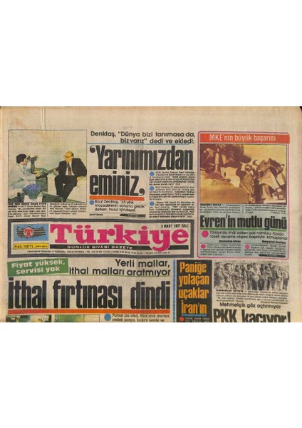 Türkiye Gazetesi 3 Mart 1987 - Türkiyede Güreş Konuşuluyor - Mkenin Büyük Başarısı GZ118637